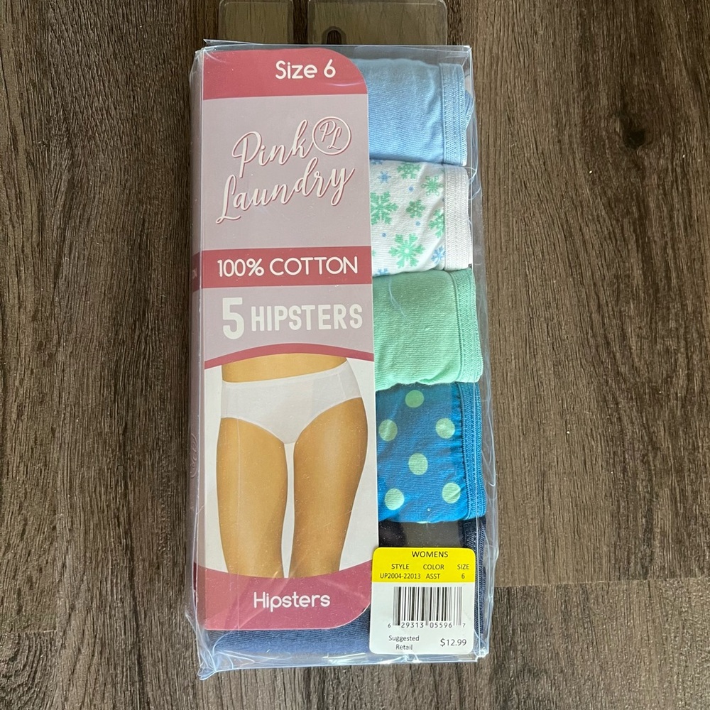 NWT Five Pair Women’s Size 6 Pink Laundry Hipster Panties